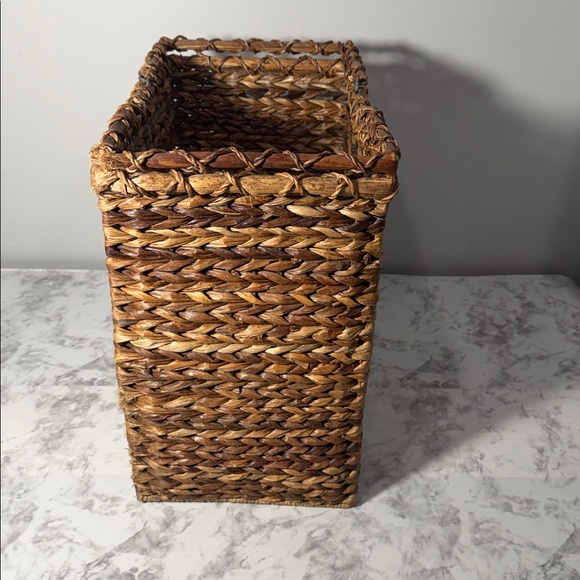 Woven Stair Step Basket Organizer with Handles - Picture 2 of 10